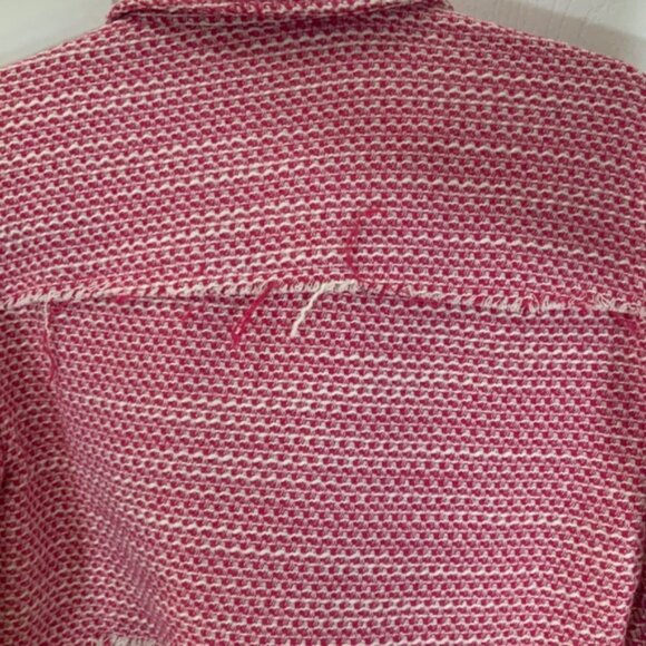 Zara Cropped Tweed Lightweight Spring Long Sleeve Pink Blazer Size Medium - Picture 6 of 9